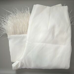 Aureum Feathered Flare Pants White Size XS